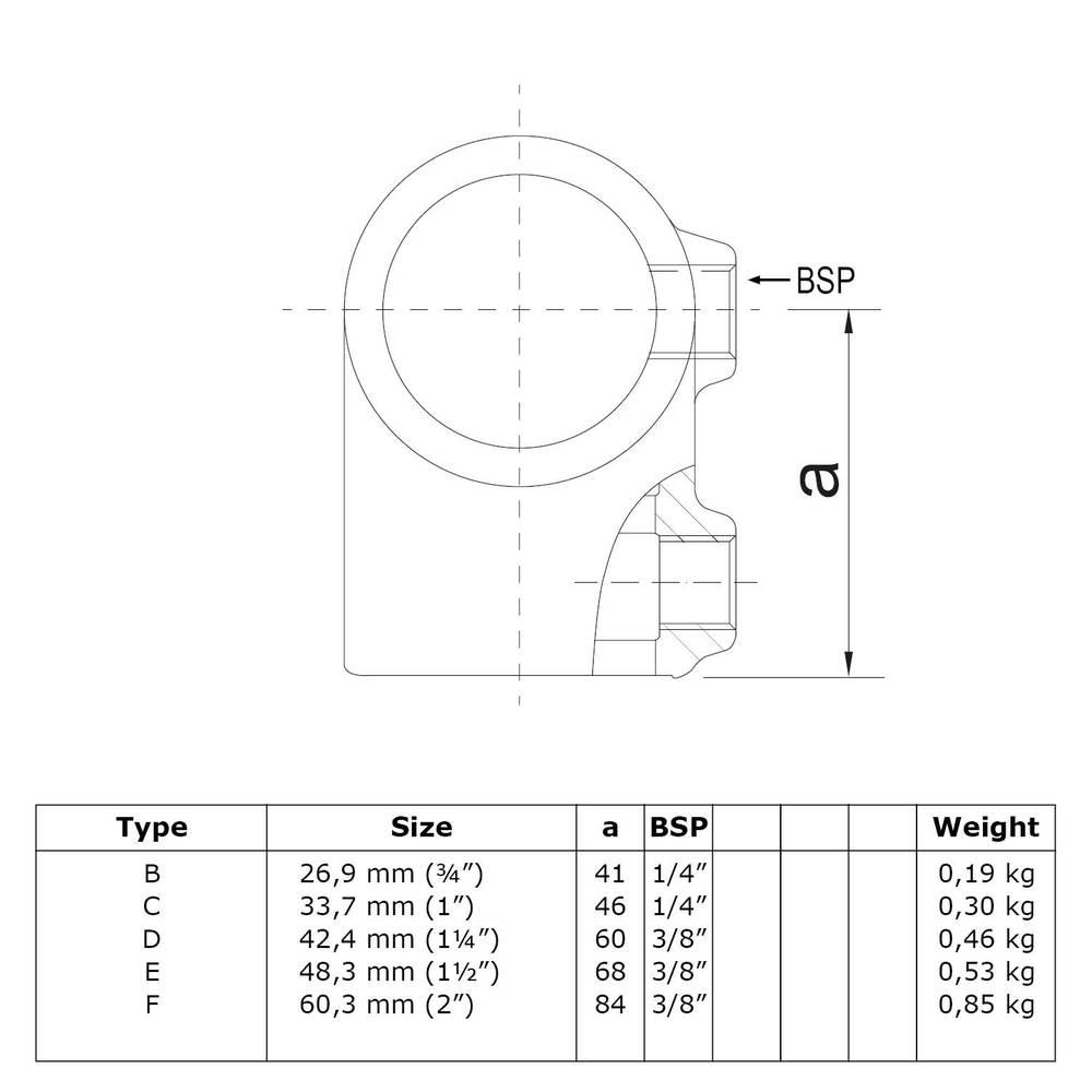 Buiskoppeling Kort T-stuk - zwart-E / 48,3 mm